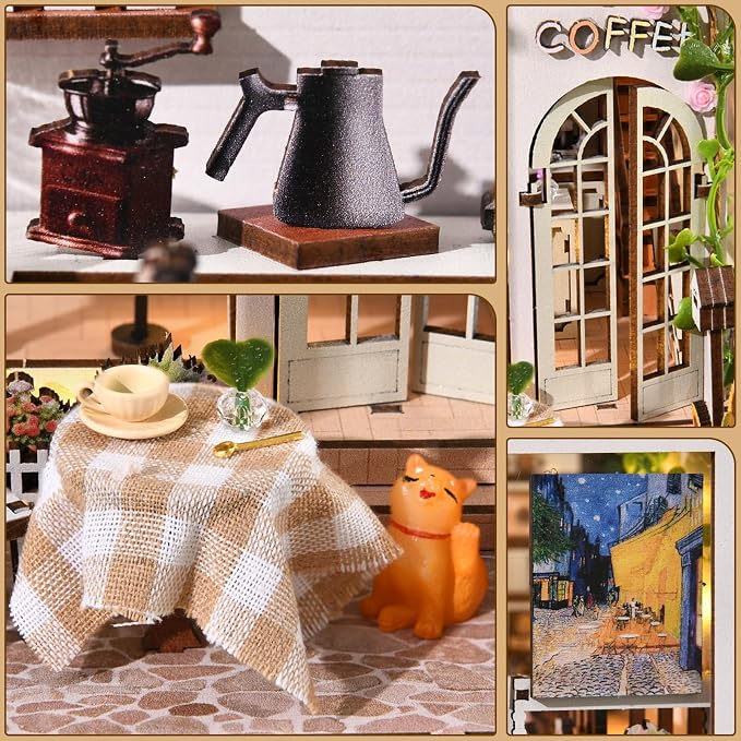 TOYQI Book Nook Kit, DIY Miniature Dollhouse Kit for Adults and Teens | Booknook Tiny House Kit Bookshelf Decoration 3D Wooden Puzzle Bookend