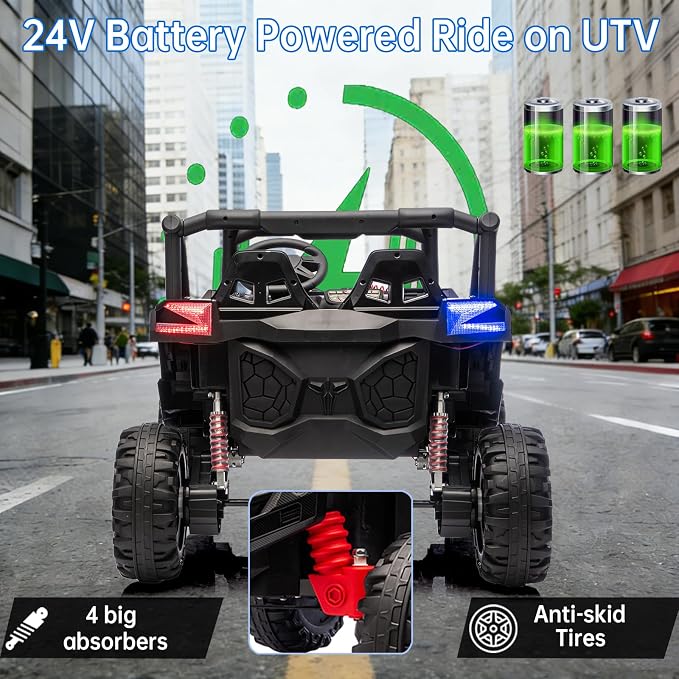 4WD UTV 24V Ride On Toys for Big Kids Ride On 2 Seater Ride On Toys Kids | 2 Seater Ride On Car for Kids Side-by-Side UTV Electric Cars for Kids Electric Ride Car Ride On Toys for Kids 4-8
