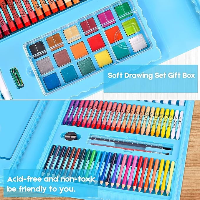 iBayam Art Case Coloring Set - (251ct), Art Kit for Him & Her, Art Supplies Set, Gifts with Trifold Easel, Scratch Paper, Sketching/Coloring Book, Crayons Pencils