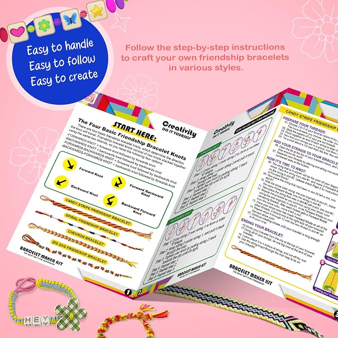 CEUCAL Bracelet Making Kit for Girls - Friendship Bracelet Kit - Birthday Gifts for Ages 6 7 8 9 10 11 12 Year Old Girl, Arts and Crafts for Kids Ages 8-12 Teen String Bracelets DIY Maker