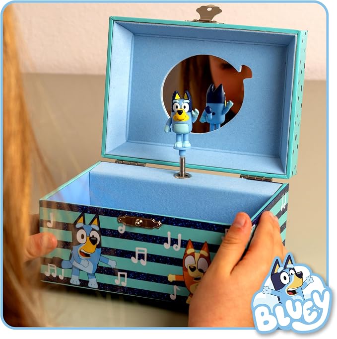 Bluey Jewelry Box for Girls Musical Jewelry Box with Spinning Figurine, Bluey Toys for Kids Ages 3-5 Plays Bluey Theme Song