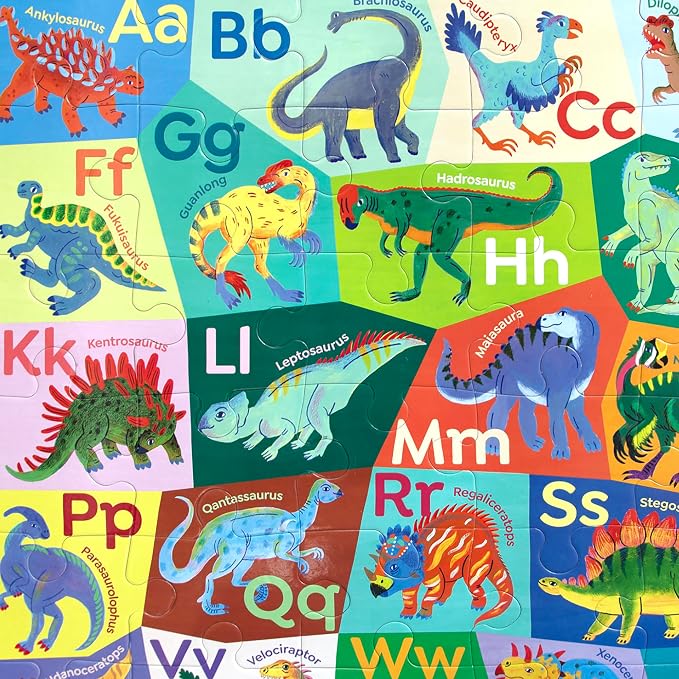 eeBoo 36 Piece Giant Floor Puzzle - Dinosaur Alphabet Children's Puzzle ABC & Dino Themed, Large Pieces for Small Hands to Develop Motor Skills