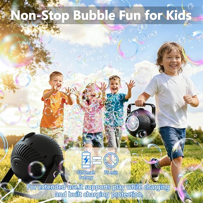 2026 Bubble Machine, 20000+ Bubbles Rechargeable Bubble Maker, Automatic Bubble Blower with Lights & 360° Adjustable Angle, Outdoor Bubble Toys Gifts for Kids, Birthday Parties, Backyard, Wedding