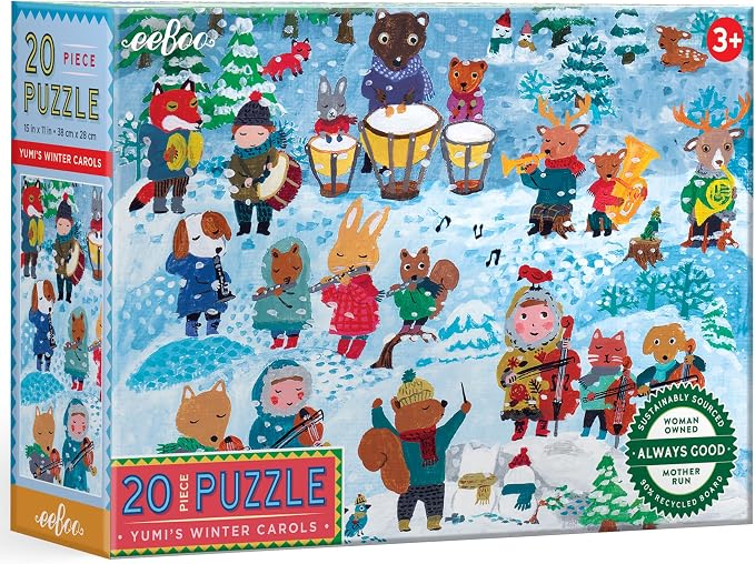 eeBoo 20 Piece Giant Floor Puzzle - Yumi's Winter Carols Children's Puzzle Holiday Themed, Large Pieces for Small Hands to Develop Motor Skills