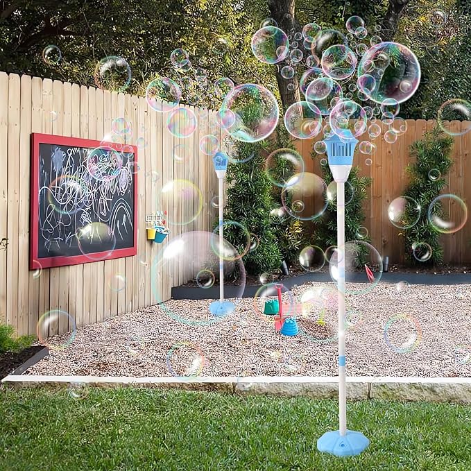Palksky Bubble Machine with Lights for Outdoor, Automatic Bubbles Blower Maker for Kids Toddlers, Height 47 Inches Battery Bubbles Blower Machine for Wedding Birthday Party