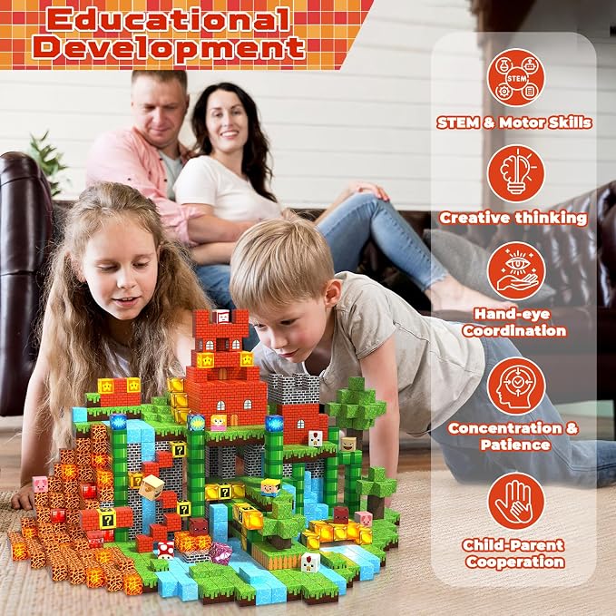 Magnetic Blocks with Light Blocks - 200PCS Magnetic Blocks for Kids Ages 4 5 6 7 8+, Magnetic Building Blocks, STEM Montessori Sensory Toys for Kids, Birthday Gifts for 8-12 Years Old Boys Girls