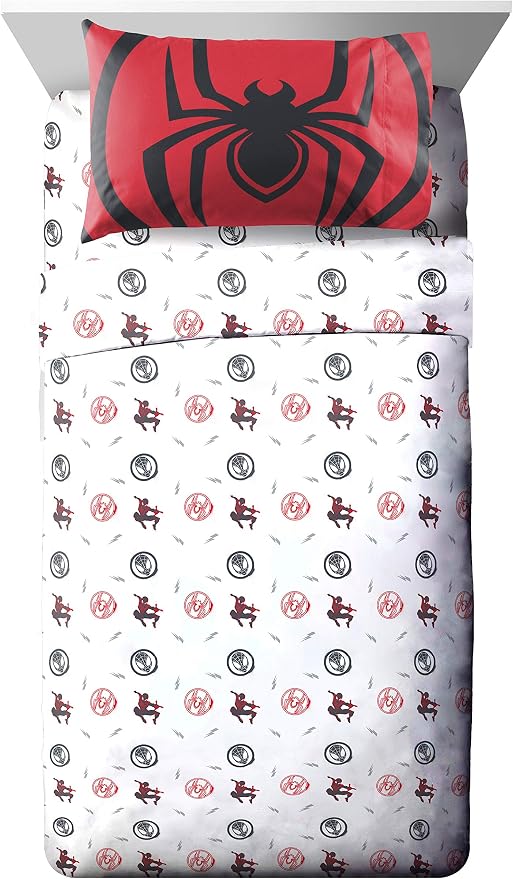 Jay Franco Marvel Miles Morales New Kid 7 Piece Full Bed Set - Includes Comforter & Sheet Set Bedding - Super Soft Fade Resistant Microfiber (Official Marvel Product)