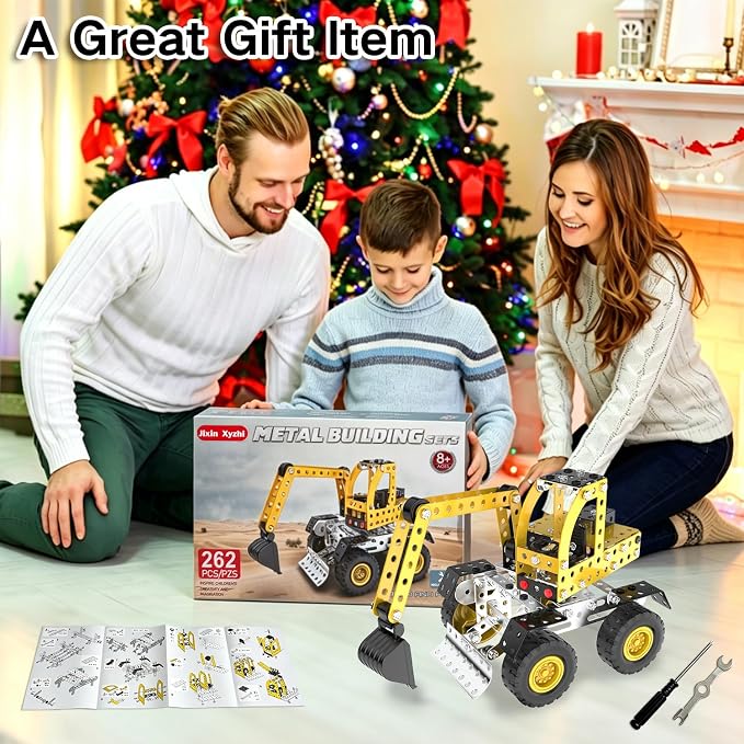 Jixin Xyzhi 3D Metal Excavator Model Kit – Metal Building Kit, STEM DIY Construction Set for Kids Ages 8-16, Mechanical Model Toy, Creative Gift for Boys & Girls (Large Excavator)
