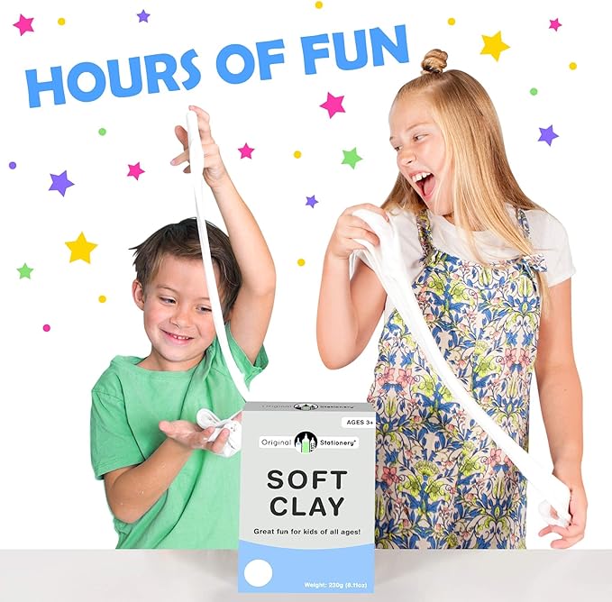 Original Stationery Soft Clay for Slime, 230 g (8.1 oz) White Foam Clay Add-in for Slime Making, Stretchy Air-Dry Butter Texture, Birthday Craft Gift for Kids