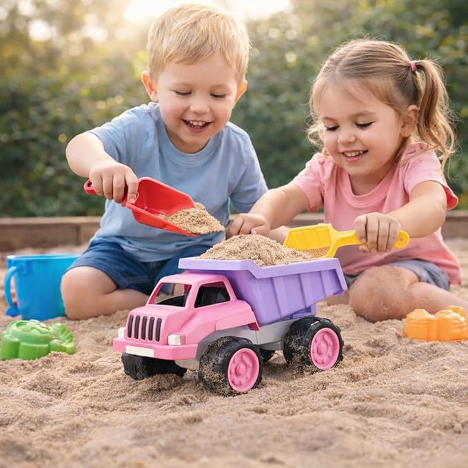 Liberty Imports Big Plastic Dump Truck in Pink Color for Toddlers and Girls - Large Tilting Dumper, Free Play Toy Vehicle for Kids Indoor and Outdoor Imaginative Play