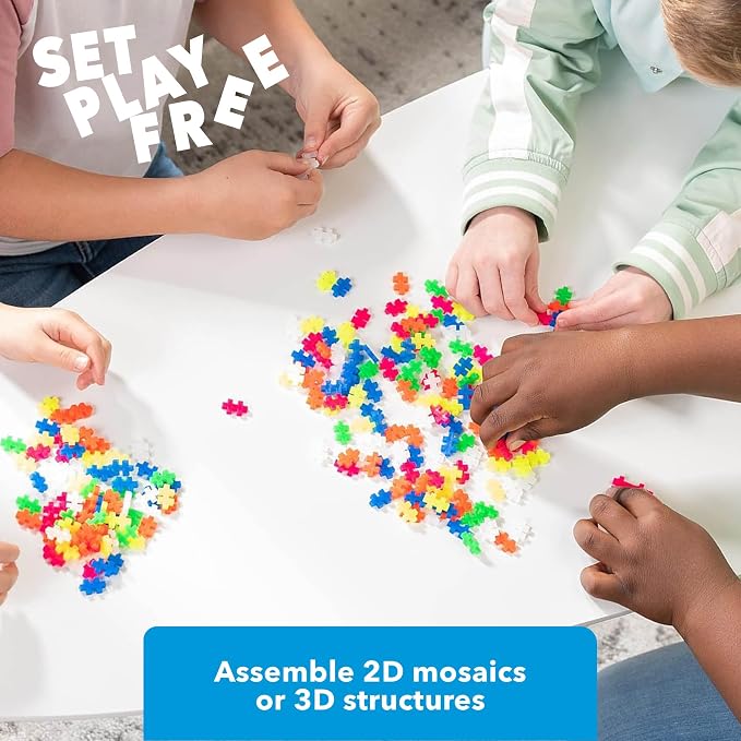 PLUS PLUS 600 Piece Neon Color Mix - Mini Waffle Blocks Set, Stem Toys for Kids - Sensory Bin Fillers, Math Manipulatives & Classroom Must Haves Gifts for Boys & Girls