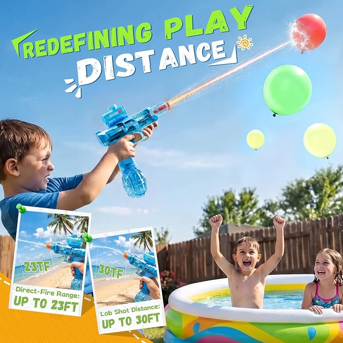 Electric Water Gun for Kids Adults, 2 Pack Automatic Squirt Gun with LED Flame Effect & Realistic Slide Action, Lightweight Rechargeable Water Blaster for Outdoor Summer Pool Beach Night Toys