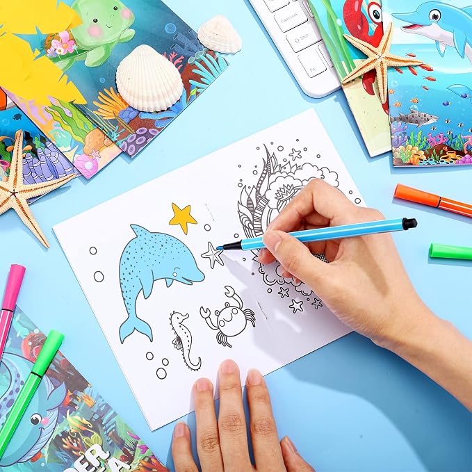 Estune 40 Pcs Ocean Coloring Books Bulk Under The Sea Party Favors Mini Small Coloring Book Bulk Birthday Party Gift Classroom DIY Craft Home