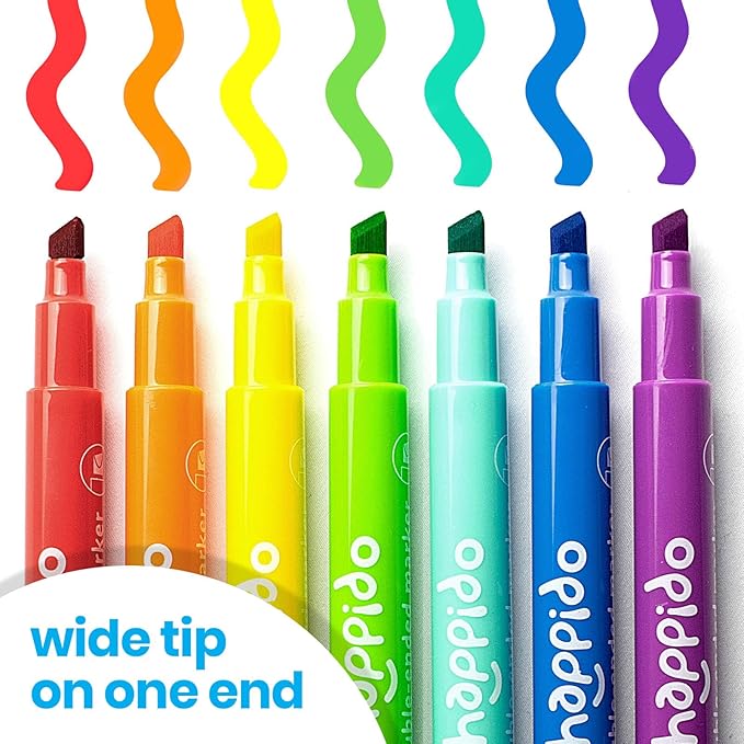 International Arrivals Double Sided Marker Sets for Kids Happido, Set of 36 Water Based Non Toxic Markers with Case, Great School Supplies, Art and Stationery Set