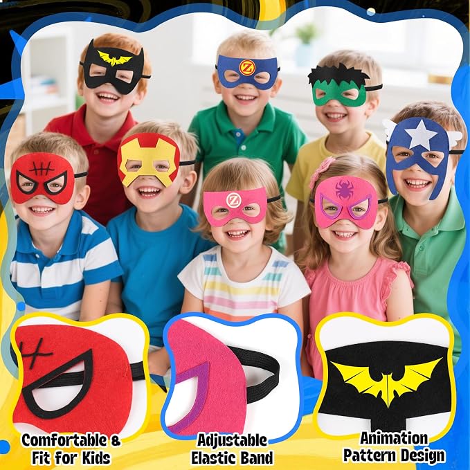 KUBUSFLY Superhero Capes for Kids, 8 Pack Halloween Costumes with Capes Masks Dress Up Set for Cosplay Party Birthday Halloween Christmas Gifts Toys for Boys Girls Kids Toddler 3 4 5 6 7+