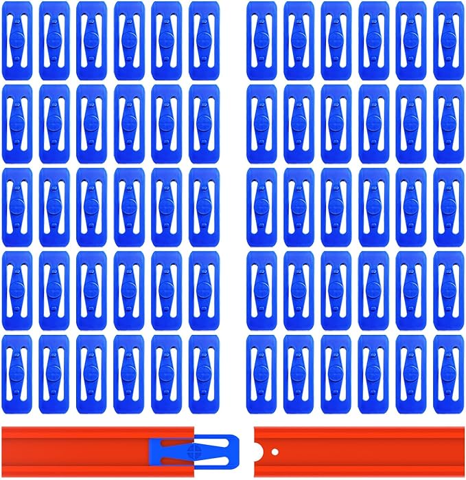 [60 Pack] K TOMOTO Racetrack Connectors Compatible with Hot Wheels | Blue Pieces for Race Track Sets