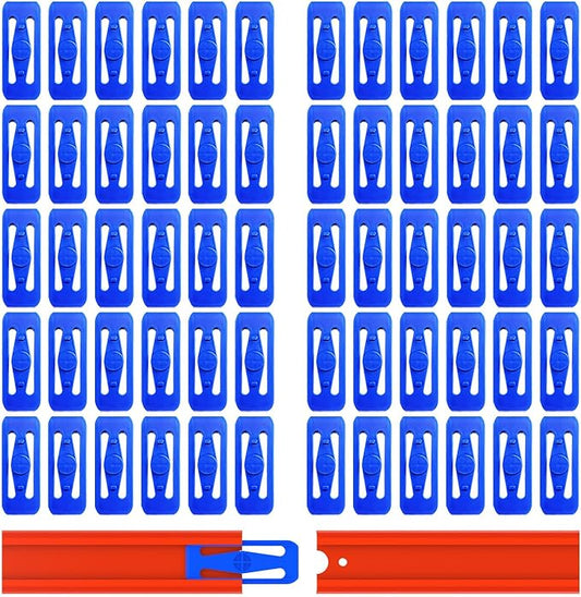 [60 Pack] K TOMOTO Racetrack Connectors Compatible with Hot Wheels | Blue Pieces for Race Track Sets