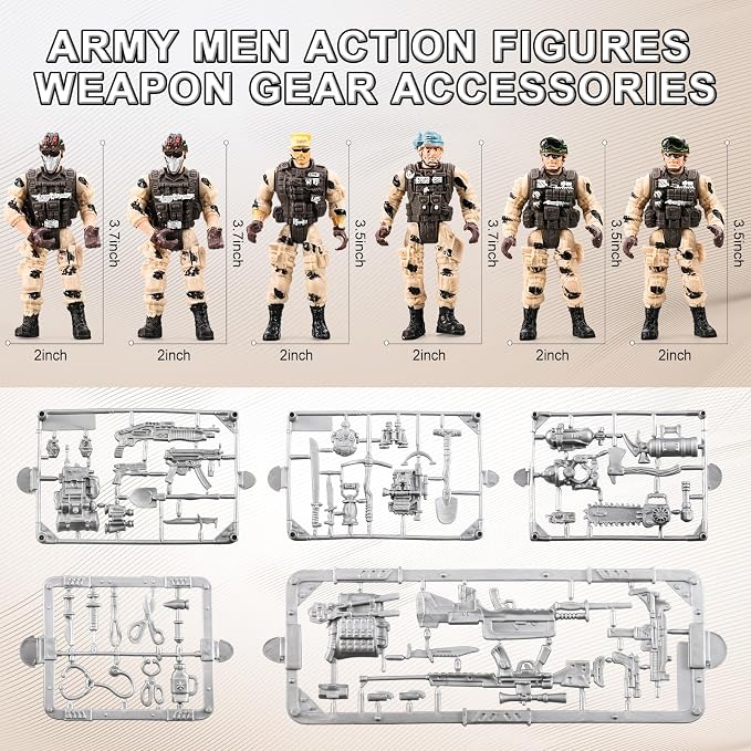 88-in-1 Army Men Toys Sets for Boys 4-7 8-12, Military Base/Truck/Helicopter/Kayak Boat/Motorcycle/Army Men Action Figures/Weapon Gears, Army Toys for Boys Kids Birthday Gifts Party Favors