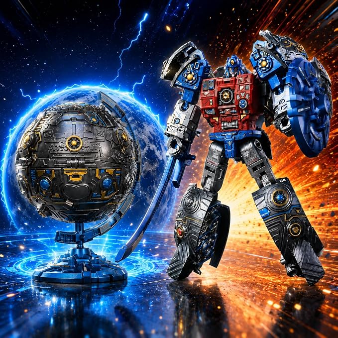 Globe Transforming Toy, 2 in 1 Transform into Robot Action Figure, DIY Transformation Figure Toys for Kids & Adults Action Figures for Boys Party Favors Gift