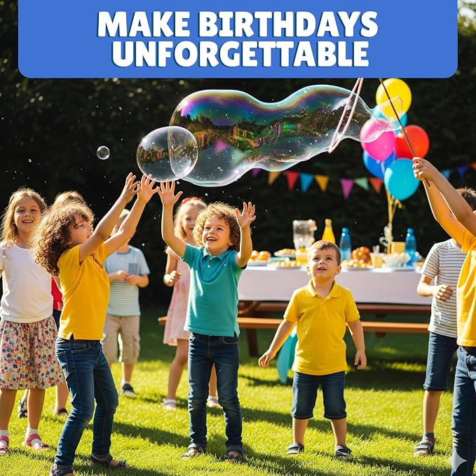 Giant Bubble Solution | Giant Bubble Wand | 100% Kids Safe Refill Solution Powder for All Bubble Toys, Wands and Outdoor Family Fun, Makes 1792 OZ - 14 Gallons