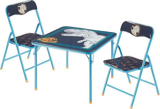 Jurassic World 3 Piece Kids Table and Chair Set,Activity Table with 2 Foldable Chairs, Dinosaur-Themed Furniture, Perfect for Playroom, Arts & Crafts, Ages 3+