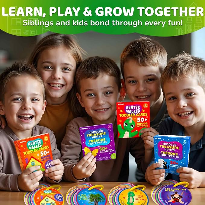 QUOKKA Scavenger Hunt Game for Toddlers 3-5 – 50 Toddler Activities Indoor Cards Game Set - Fun Educational Play for Preschool Boys and Girls and Early Development