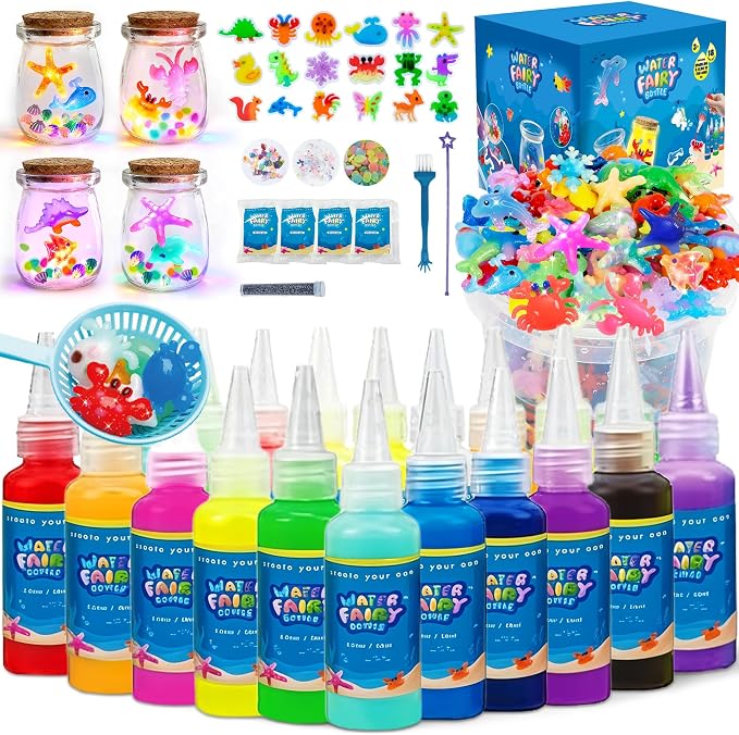 Craft Spot! 116PCS Magic Glow in The Dark Water Fairy Gel Toy, Create 150+ Sea Animals with 18 Molds & 100ml Gels, DIY Sensory STEM Science Kit, Creative Christmas Birthday Gift for Kids Girls & Boys