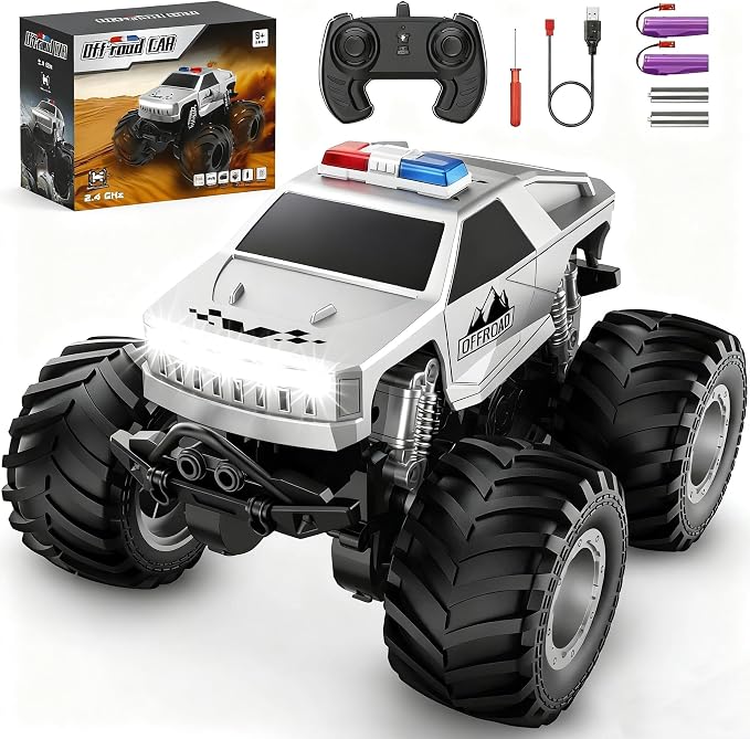 Remote Control Car, All Terrain Remote Control Truck, RC Cars with 360 Degree Spins, Pickup-Style Toy Car with Light, Rechargeable RC Truck for Boys Girl Kids 4-7 8-12 6-8