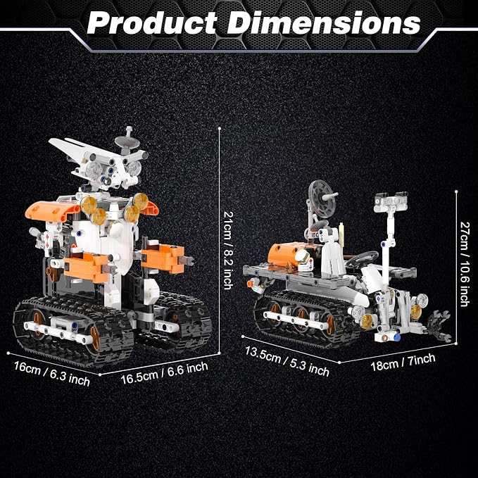 Sciencow 2-in-1 Build a Robot Kit, Remote & APP Controlled Robotic Building Blocks Toys STEM Projects for Kids Ages 8 9 10 11 12 13 14,Chirstmas Birthday Gift for Boys (RC Mars Rover)