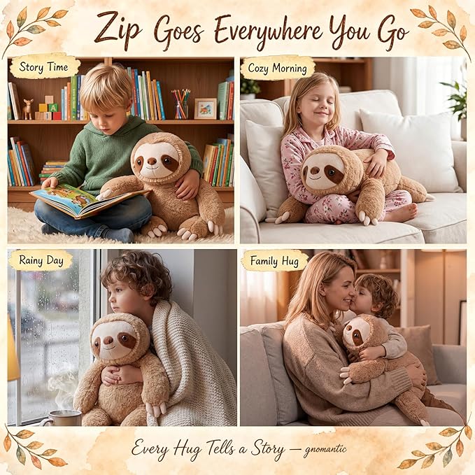 gnomantic Sloth Weighted Stuffed Animals - 22 Inch 4.5 Pounds Weighted Plushies Sloth Stuffed Animals - Big Plush Pillow - Cute Plush Toys Gifts for Kids & Adults (22" 4.5 lbs)