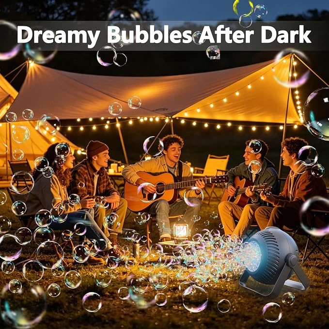 2026 Bubble Machine, 20000+ Bubbles Rechargeable Bubble Maker, Automatic Bubble Blower with Lights & 360° Adjustable Angle, Outdoor Bubble Toys Gifts for Kids, Birthday Parties, Backyard, Wedding