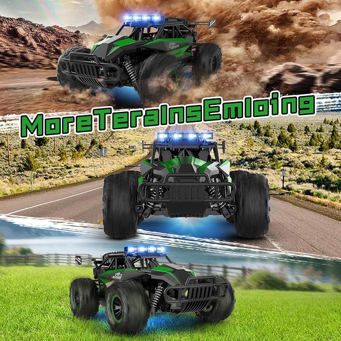 kolegend Remote Control Car 50+Min RC Cars Toys 1:12 Scale Monster Trucks 20KM/H Remote Control Monster Truck with LED Headlight and Rechargeable Battery Gifts for Boys 8-12,Green
