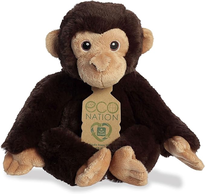 Aurora® Responsibly Made Eco Nation™ Chimpanzee Stuffed Animal - Ideal for Playtime Adventures - Perfect for Birthdays or Just Because - Brown 7.5 Inches