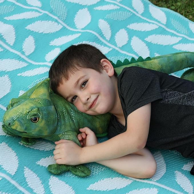 Giant Lizard Stuffed Animal, 31.5" Cute Large Iguana Plush Pillow for Kids Boys Girls, Huge Soft Stuffed Chameleon for Christmas Birthday Gift, Realistic Stuffed Reptile Toy for Animal Lover