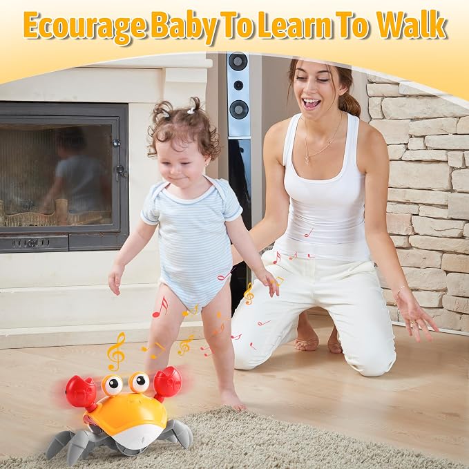 Hirger Crawling Crab Baby Toys 6-12 Months: Infant Tummy Time Toys, Dancing Walking Crab for Toddler 1 2 3 Year Old, 1st Birthday Gift with Music and Light