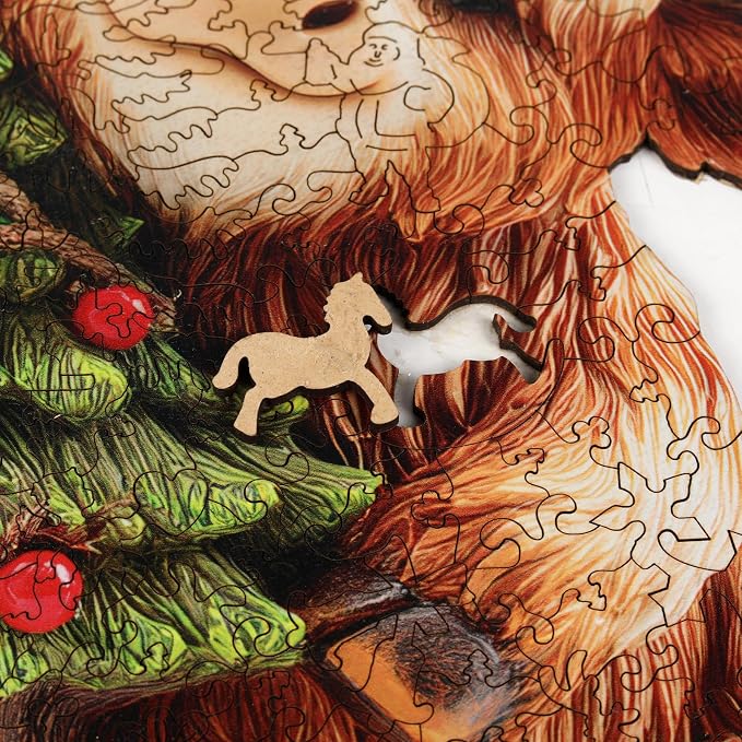 MEATRN Christmas Wooden Puzzles for Kids & Adults - Tree & Fawn Holiday Jigsaw Puzzle, 498 Pcs, 16.6"×19.2", Fun Family Game for Children’s Party, Winter Gathering, and Festive Entertainment