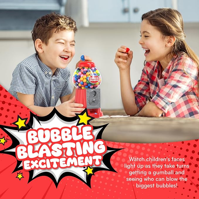 Gumball Machine for Kids 8.5" - Coin Operated Bubble Gum Machine and Toy Bank - Candy Machine Dispenser Includes 40 Gum Balls - Great Candy Dispenser Machine Gift Toys for Girls and Boys (Red)