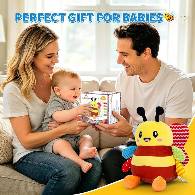Baby Toys 12-18 Months, Musical Crawling Bouncing Dancing Bee Baby Plush Toy for 1 Year Old Baby Girls Boys, Rechargeable Interactive Baby Sensory Toddler Toys 6-12 Months, 50 Songs & Voice Recorder