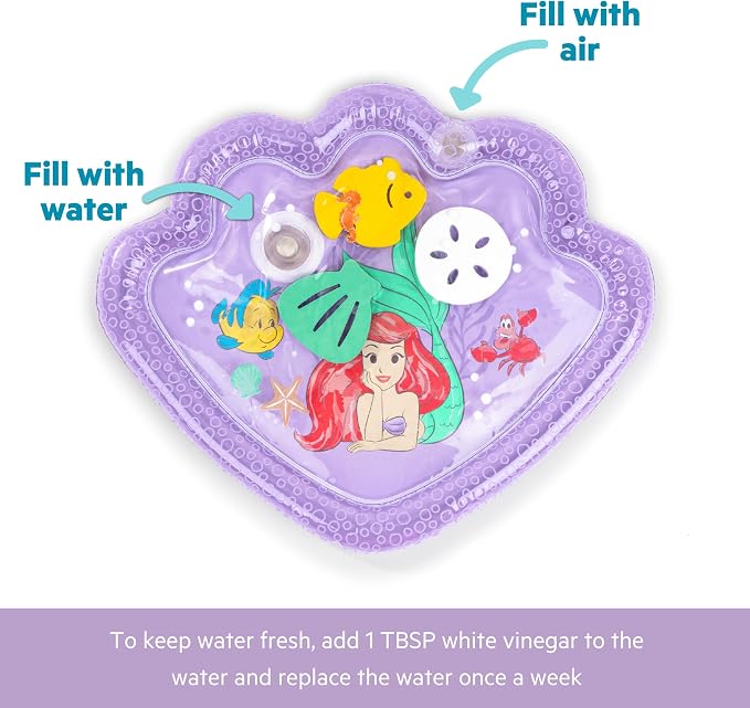 Bright Starts Disney Princess Ariel Water Mat, The Little Mermaid Sea Treasures, Purple, Baby Girl Newborn +