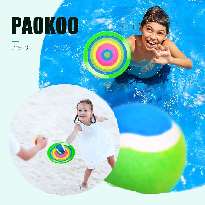 Toss and Catch Ball Game Set, Upgraded Sticky Paddle Ball Set for Kids & Toddlers, Sturdy & Water-Resistant Outdoor Backyard Beach Pool Toy, Birthday Gift for Boys Girls Ages 3-12