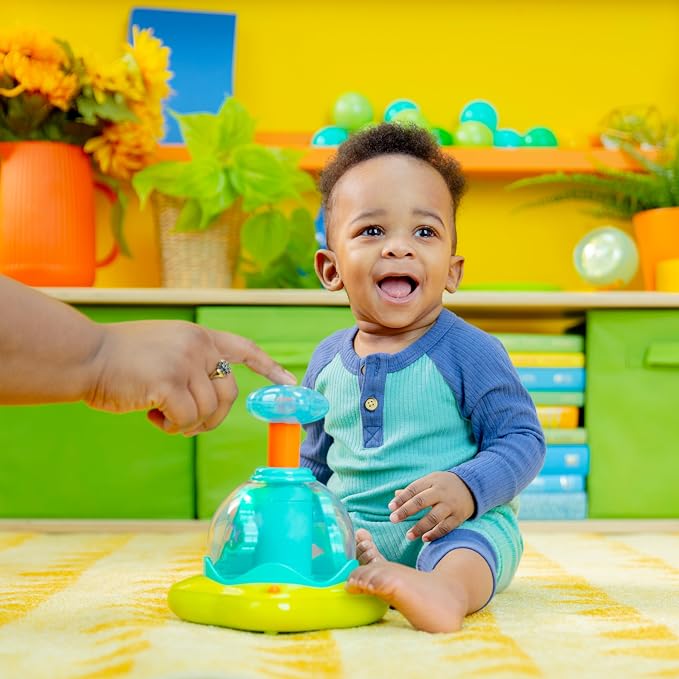 Bright Starts Press & Glow Spinner Cause and Effect Musical Baby Toy,Age 6 Months+,(Pack of 2)