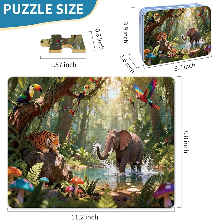 100 Pieces Puzzles for Kids Ages 4-8, Elephant Educational Kids 100 Piece Puzzle, Children Jigsaw Puzzles Kids Puzzles, Educational Learning Puzzle Toys for Girls and Boys