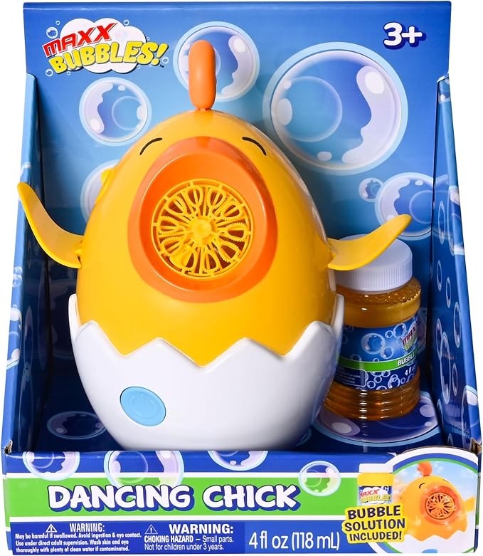 Maxx Bubbles Dancing Chick – Bubble Blower Toy for Kids, Spins & Flaps Wings, Outdoor Fun, Birthday Party Gift, Easter Basket Stuffer, Active Play