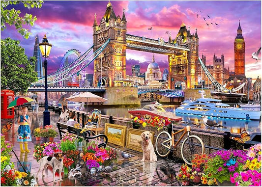 London Bridge Puzzles for Adults 1000 Pieces,Challenging Jigsaw Puzzles for Adults,Difficult Impossible Puzzle for Family Game Night,Recycled Paper Jigsaw Puzzle,Gifts for Boys Girls