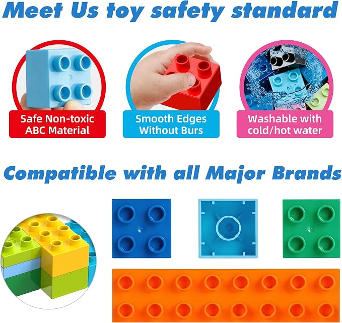 Klobroz Building Blocks for Toddlers 2-5, 171 Pieces Blocks Car Set for Kids Classic Large Building Bricks Compatible with All Major Brands Educational Toys for All Ages