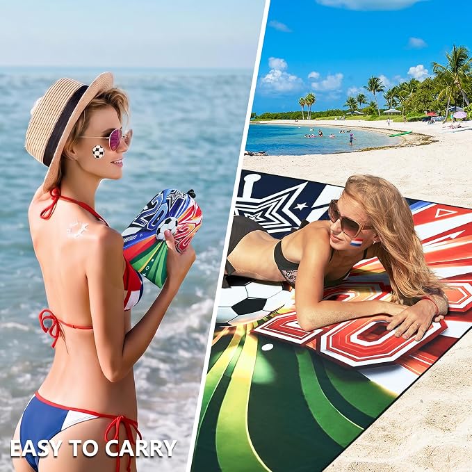 WIWIGO Beach Blanket Waterproof Sandproof Beach Mat 79" X 83"/10'x9'for 2-8 Adults Quick Drying Outdoor Picnic Mat Beach Accessories for Travel, Camping, Hiking