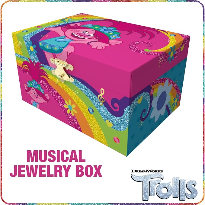 Trolls Jewelry Box for Girls Musical Jewelry Box with Spinning Figurine, Trolls Toys for Kids Ages 3-5