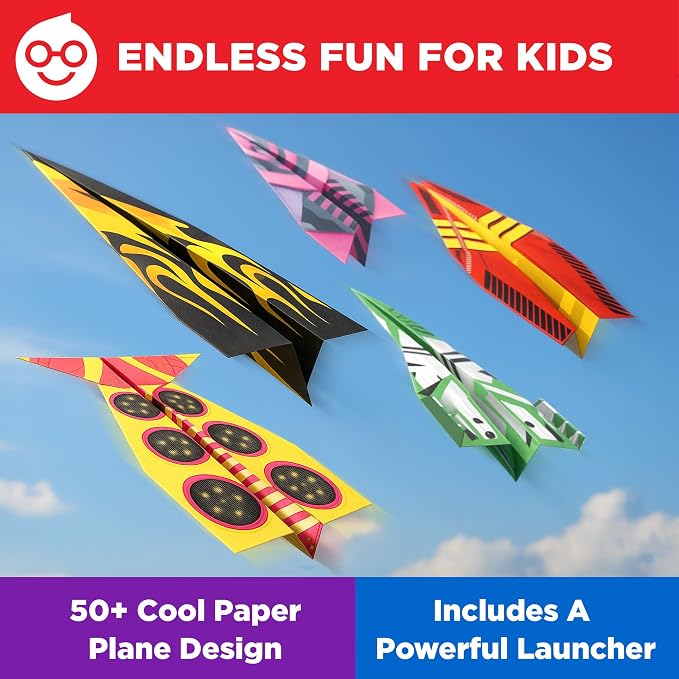 Doctor Jupiter Paper Airplane Book Kit with Launcher for Kids Ages 6+ | STEM Toys, Birthday Gift Ideas for 6,7,8,9,10,11,12,13 Year Old Boys & Girls | Summer Activities for Kids, 50+ Paper Planes