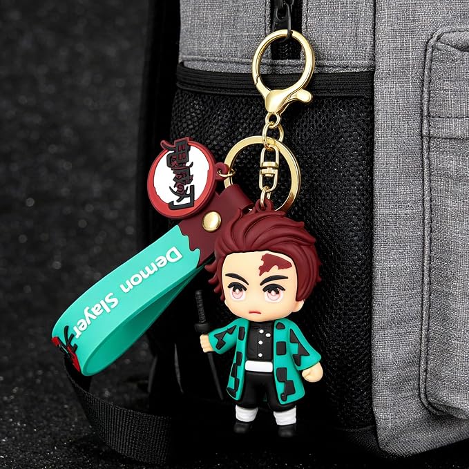 Anime Slayer Novelty Keychain, Collectable Cartoon Mini Figure, Cute Fun Keyring Jewelry Gift for Men and Women
