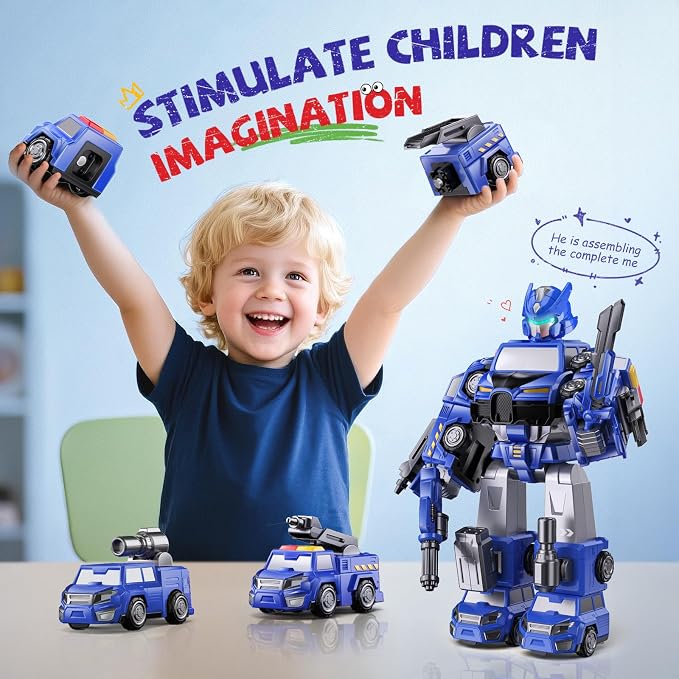 5-in-1 Transform Toys for Boys 4-6, Ideals Gifts for 3 4 5 Year Old Boys, Easy DIY Assembly, Toys for Boy, 3 4 5 6 Year Old Boy Birthday Gifts, 3 4 5 Year Old Boy Toys, Magnetic Robot Toys For Kids